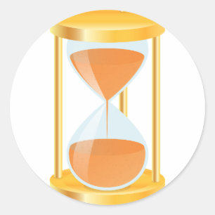 Gouden Zandloper Timer met Zandstroom Ronde Sticker