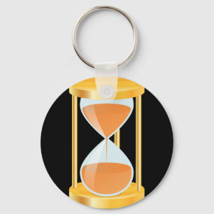 Gouden zandloper timer met zandstroom sleutelhanger