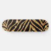 Gouden Zebra Glitterend Patroon Skateboard (Horizontaal)