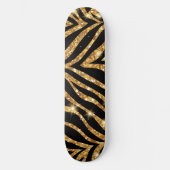 Gouden Zebra Glitterend Patroon Skateboard (Voorkant)