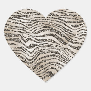 Gouden Zebra Glitzy Glam Sparkle Glitter Hart Sticker