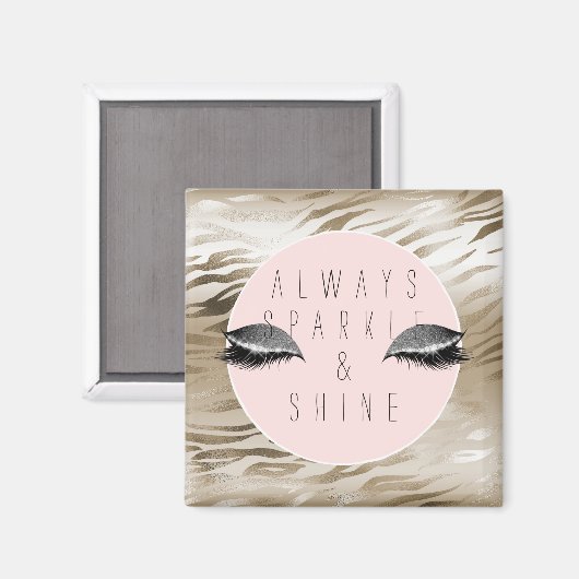 Gouden Zebra Glitzy Silver Sparkle Eyes Magneet (Voorkant / Achterkant)