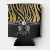 Gouden Zebra Print en Boog Blikjeskoeler (Voorkant)