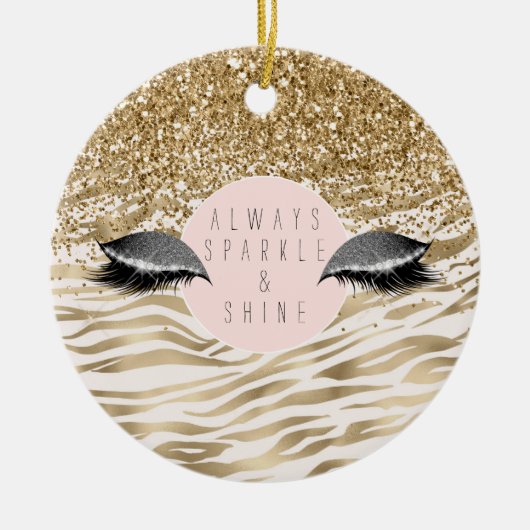 Gouden zebra print Glitzy Eyes Keramisch Ornament (Voorkant)