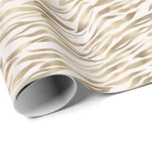 Gouden zebra print strepen cadeaupapier