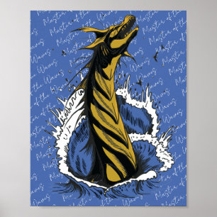 Gouden Zee Monster Slang Oceaan Golven Poster