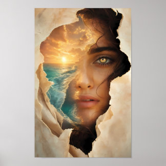 Gouden Zee Reverie Door Haar Ogen Poster