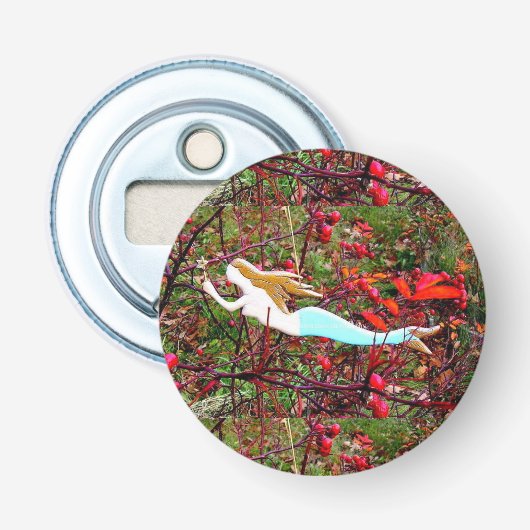 gouden zeemeermin button flesopener (Voorkant)