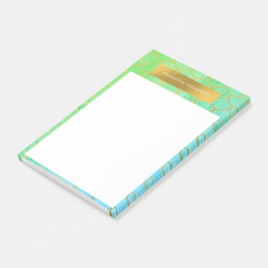 Gouden Zeemeermin Schubben Teal Turquoise Glitters Post-it® Notes (Schuin)