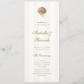 Gouden Zeeschelp Strepen Kust Bestemming Trouwen Programma (Voorkant)