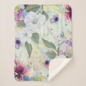 Gouden zeeschuim groen  bloemenkleur waterverf chi sherpa deken (Voorkant)