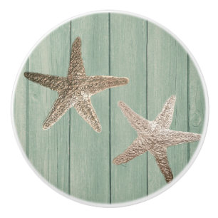 Gouden Zeester & Hout Elegant Strand Aangepast Chi Keramische Knop
