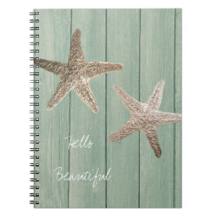 Gouden Zeester & Hout Elegant Strand Aangepast Chi Notitieboek