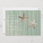 Gouden Zeester & Hout Elegante Strand Uitnodiginge Kaart (Voorkant)