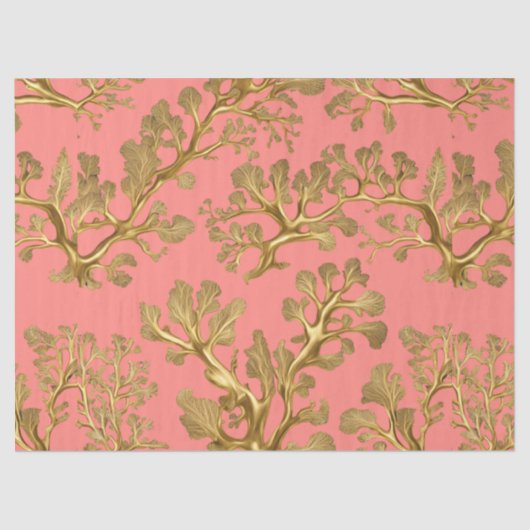 Gouden zeewier op CoralTissue Paper Tissuepapier (Voorkant)