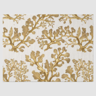 Gouden zeewier op licht zandweefsel papier