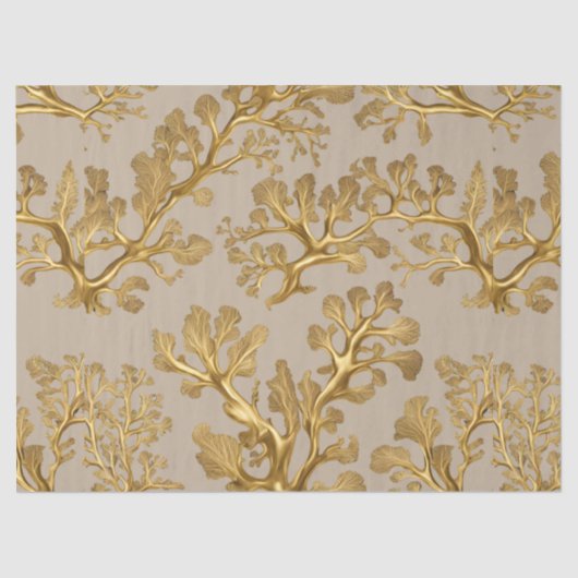 Gouden zeewier op Zandweefselpapier Tissuepapier (Voorkant)