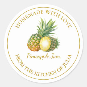 Gouden Zelfgemaakte Ananas Jam Label Wit