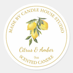 Gouden Zelfgemaakte Citrus Candle Label Wit