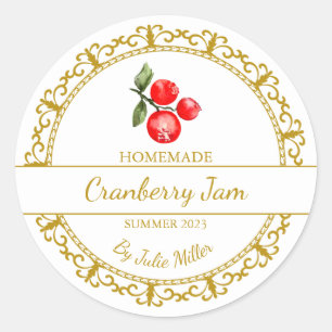 gouden zelfgemaakte cranberry jam label