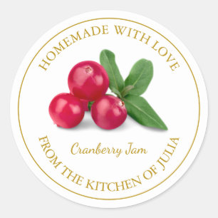 Gouden zelfgemaakte cranberry jam label Wit