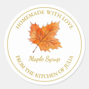 Gouden zelfgemaakte esdoornsiroop label   Wit