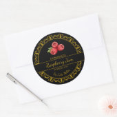  gouden zelfgemaakte framboos jam label | Zwart (Envelop)
