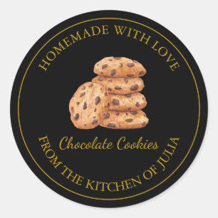Gouden zelfgemaakte koekjes label   Zwart