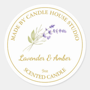 Gouden Zelfgemaakte Lavendel Kaars Label   Wit