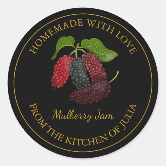 Gouden Zelfgemaakte Mulberry Jam Label | Black (Voorkant)