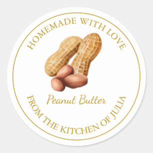 Gouden zelfgemaakte pindakaas label Wit