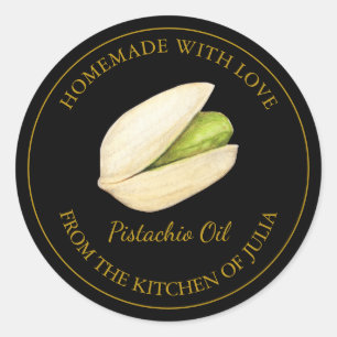 Gouden zelfgemaakte pistache olie label Zwart