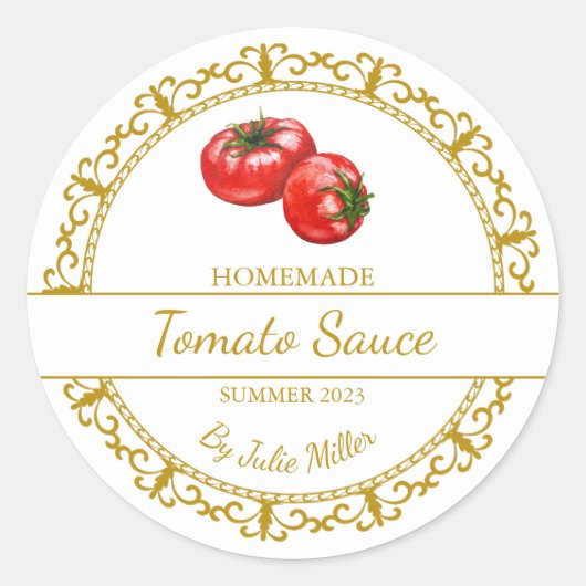  gouden zelfgemaakte tomatensaus label (Voorkant)