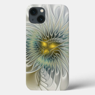 Gouden Zilveren Bloem Fantasy abstracte Fractale K iPhone 13 Hoesje