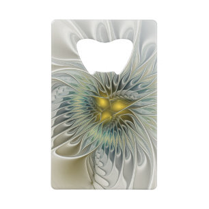 Gouden Zilveren Bloem Fantasy Abstracte Fractale K Kredietkaart Flessenopener