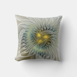 Gouden Zilveren Bloem Fantasy abstracte Fractale K Kussen
