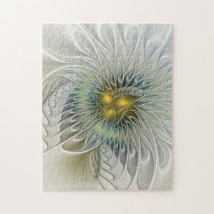 Gouden Zilveren Bloem Fantasy Abstracte Fractale K Legpuzzel