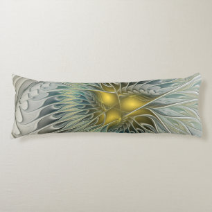 Gouden Zilveren Bloem Fantasy abstracte Fractale K Lichaamskussen