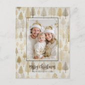 Gouden Zilveren Dennenbomen Foto Kerst Ansichtkaar Feestdagenkaart (Voorkant)