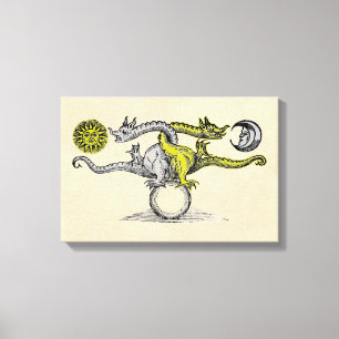 Gouden & Zilveren Draken Canvas Afdruk