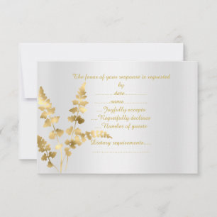 Gouden zilveren elegante blad antwoordkaart RSVP kaartje