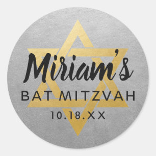 Gouden Zilveren Vleermuis Mitzvah Ster van David N Ronde Sticker