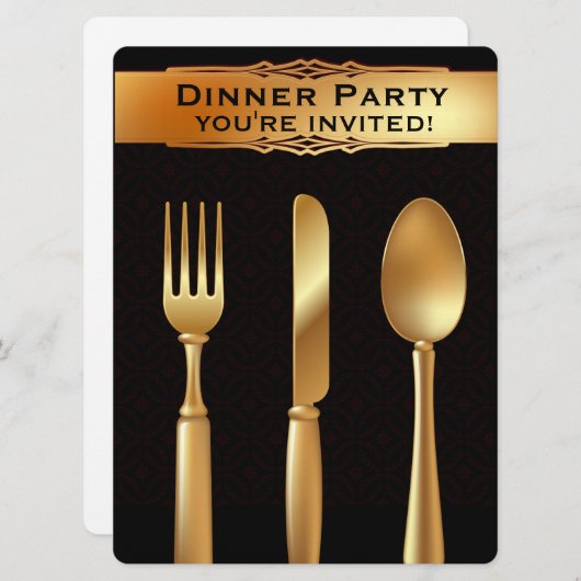 Gouden zilverwerk - formele uitnodiging voor het d (Voorkant / Achterkant)