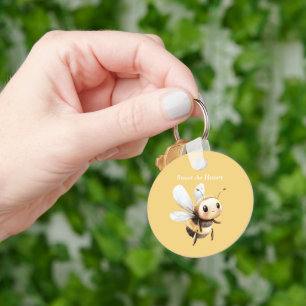 Gouden Zoete Als Honing Schattige Gelukkige Bij Sleutelhanger