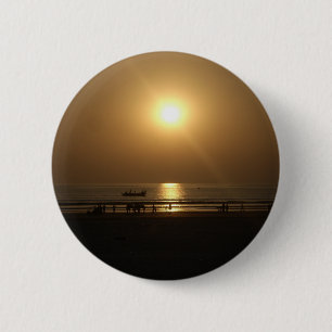 Gouden Zomerzonsondergang Reflectie op het strand Ronde Button 5,7 Cm