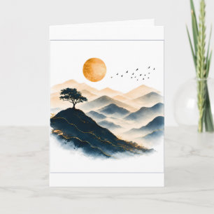 Gouden Zon Berg Landschap Kaart
