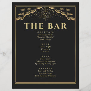 Gouden Zon en Maan Tarotkaart Trouwbar Menu