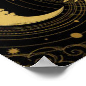 Gouden Zon-Maan op Midnight Black Celestial Poster (Hoek)
