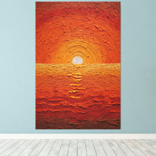 Gouden Zon Over Oceaan Horizon Abstracte Wandkunst Canvas Afdruk
