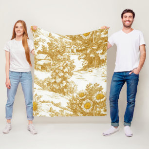 Gouden Zonnebloem Cottage Toile Plattelandspatroon Fleece Deken